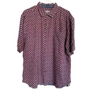 Tommy Bahama Pacific Geos SILK Red Button Down Mens XL‎ Geometric Hawaiian Shirt